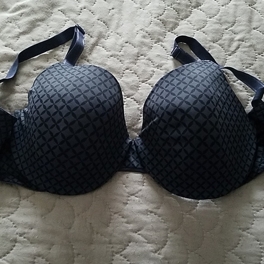 Pushup total coverage gray check bra